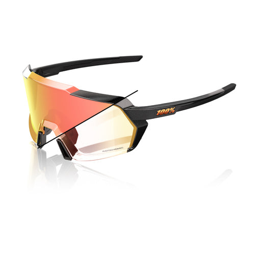 100% Korbin - Gloss metallic Black - Orange Flash mirror photochromic