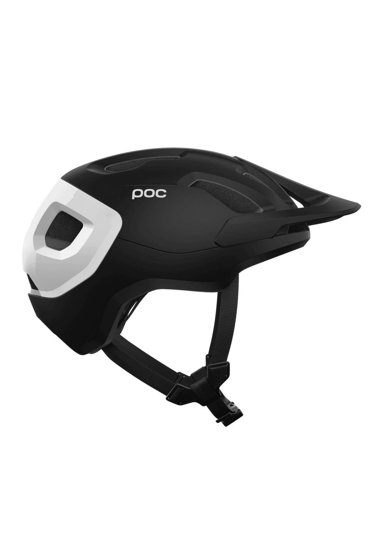POC Axion Race MIPS helmet in black, rear view showing extended coverage