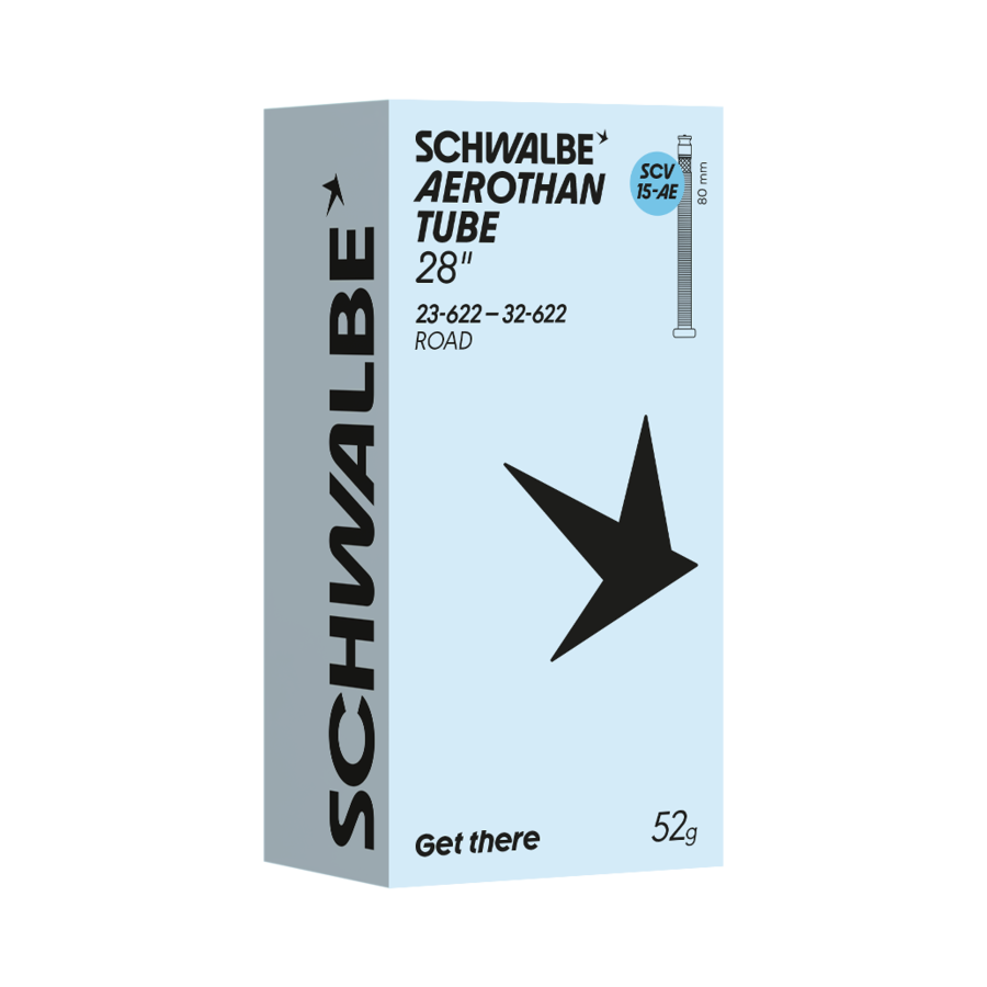 Schwalbe Aerothan Tube 23/28, TPU inner tube in box packaging