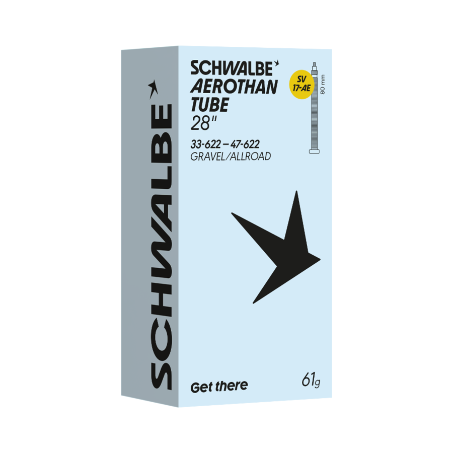 Schwalbe Aerothan Tube Allroad/Gravel, TPU inner tube in box packaging