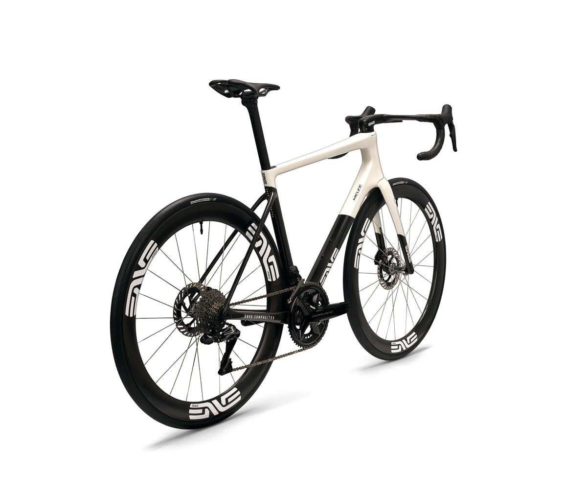 ENVE Melee road bike in Aspen White, rear three quarter
