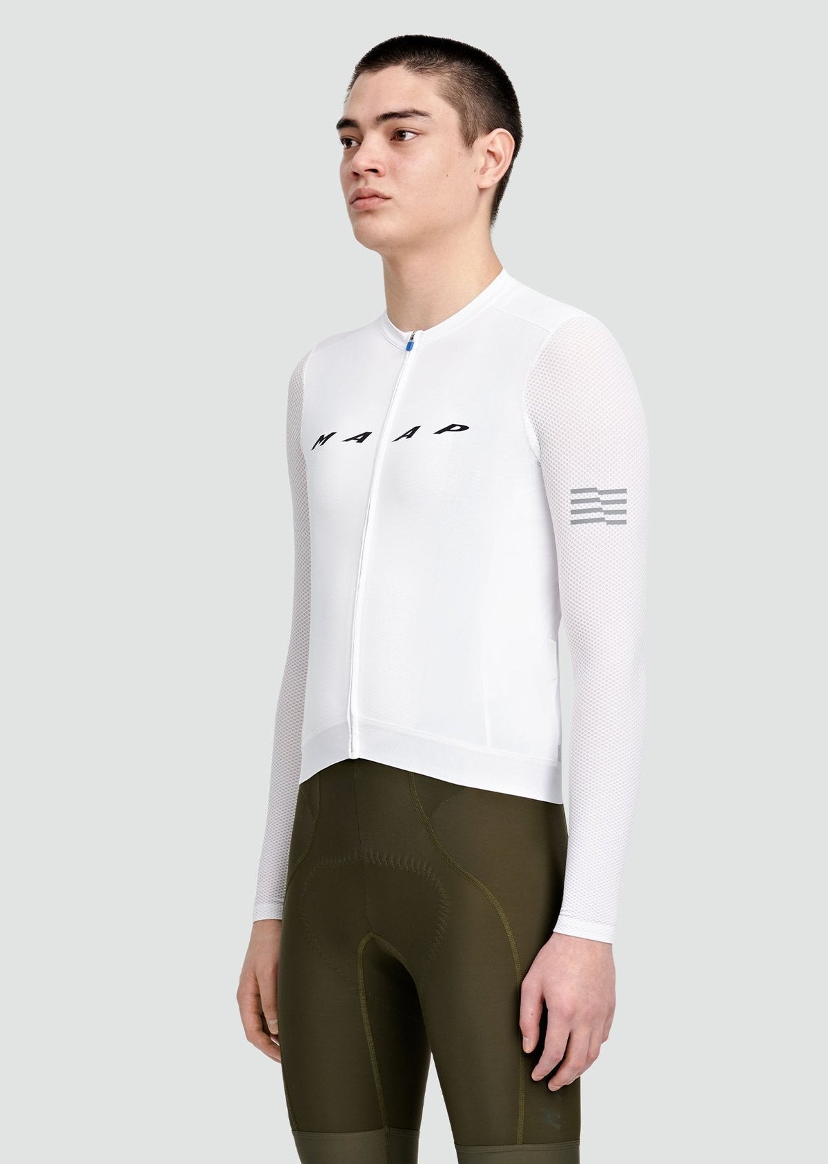 MAAP Evade Pro Base LS Jersey in White, long sleeve cycling jersey