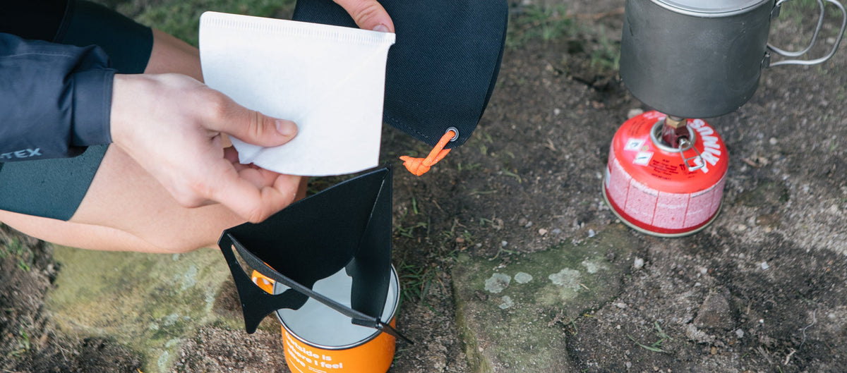 Restrap Coffee Dripper, pour-over dripper brewing outdoors