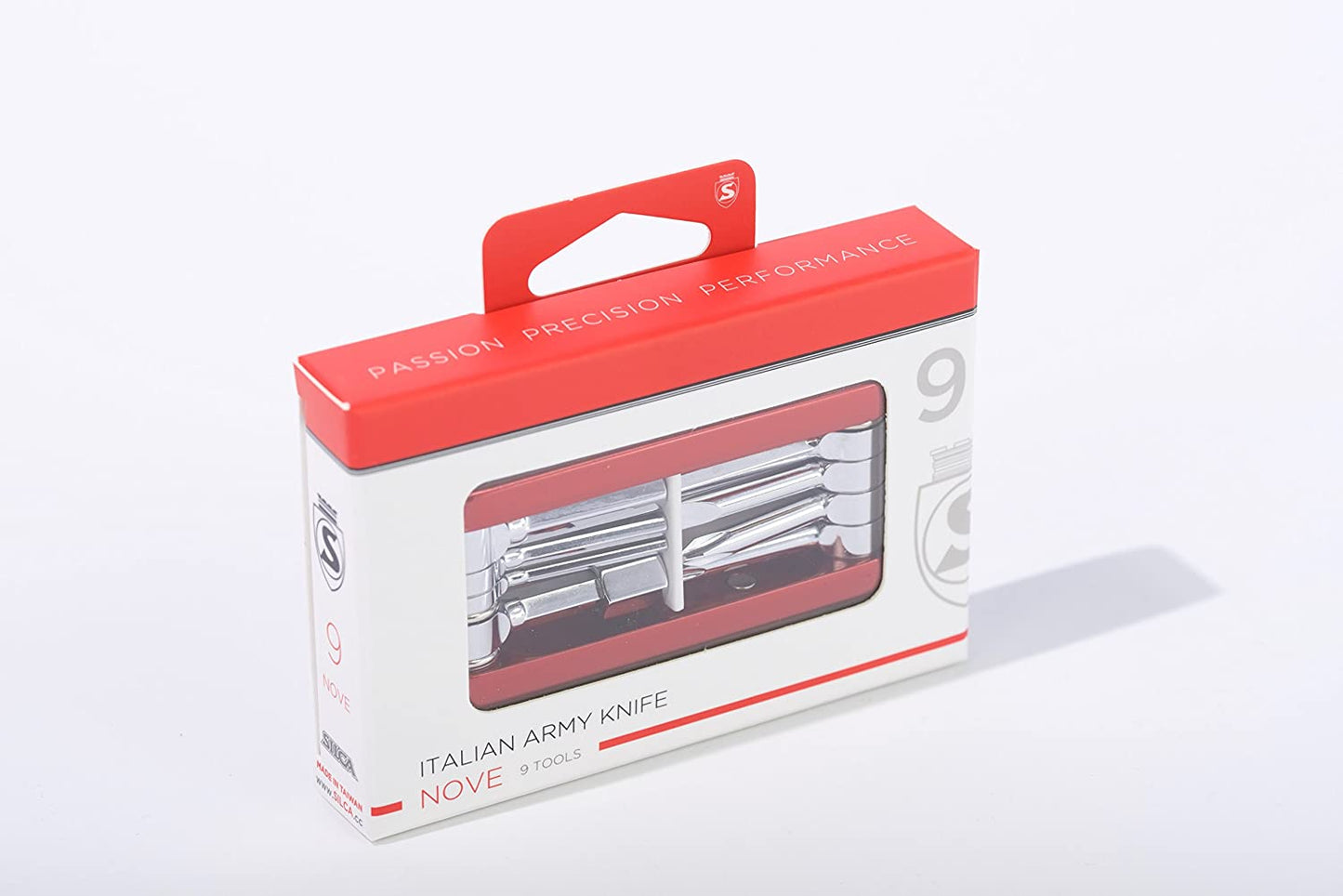 Silca Nove 9 Multi Tool in its packet on a white background