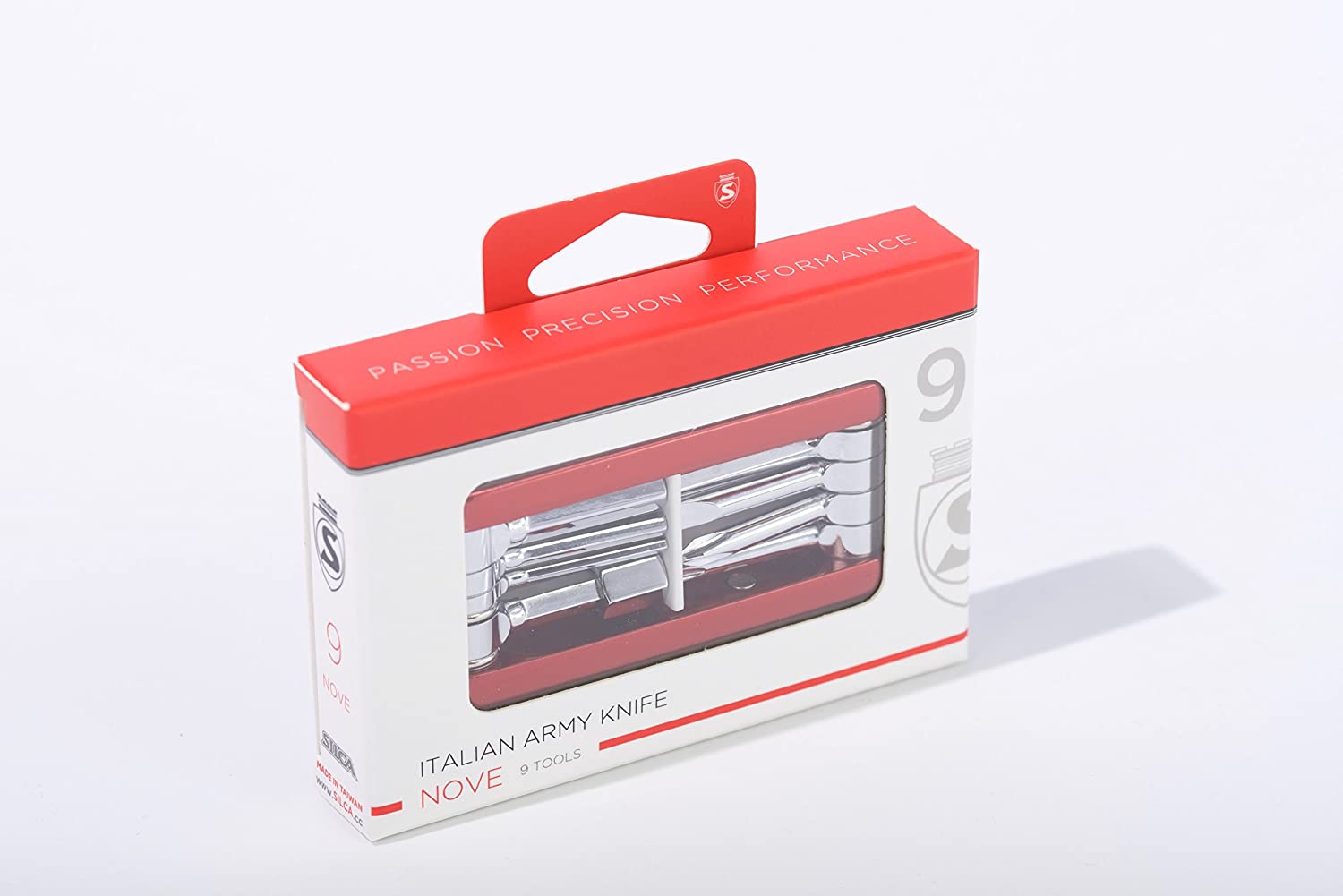 Silca Nove 9 Multi Tool in its packet on a white background