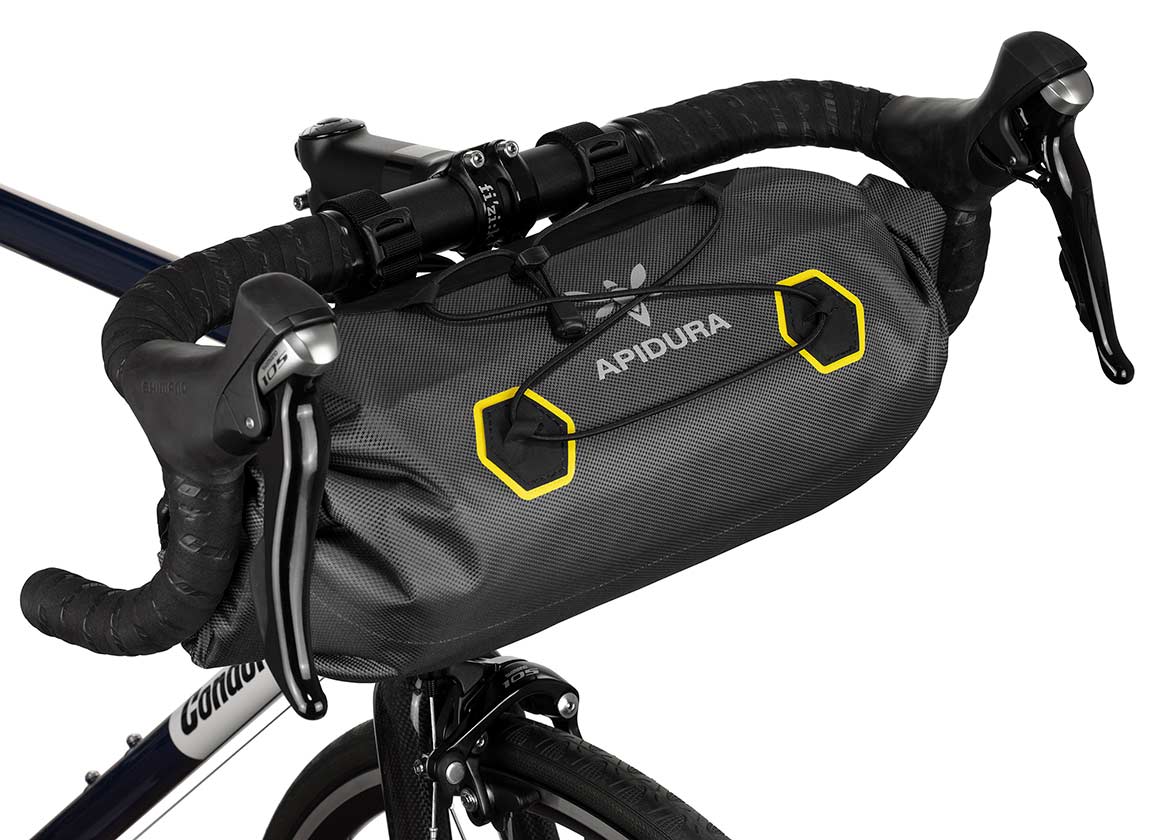 Apidura Handlebar Bag on the front of the handlebars