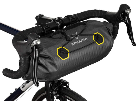 Apidura Handlebar Bag on the front of the handlebars