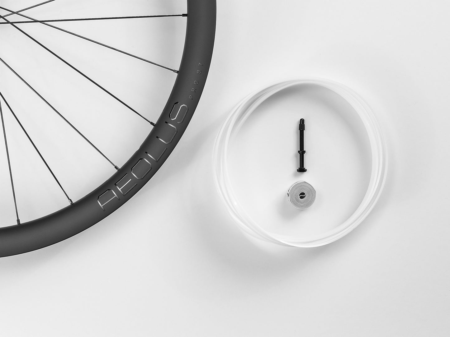 Bontrager Aeolus Pro 37 Wheel with accessories with a white background