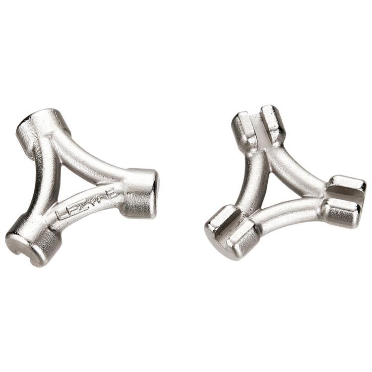 Lezyne 3 way spoke key with a white background