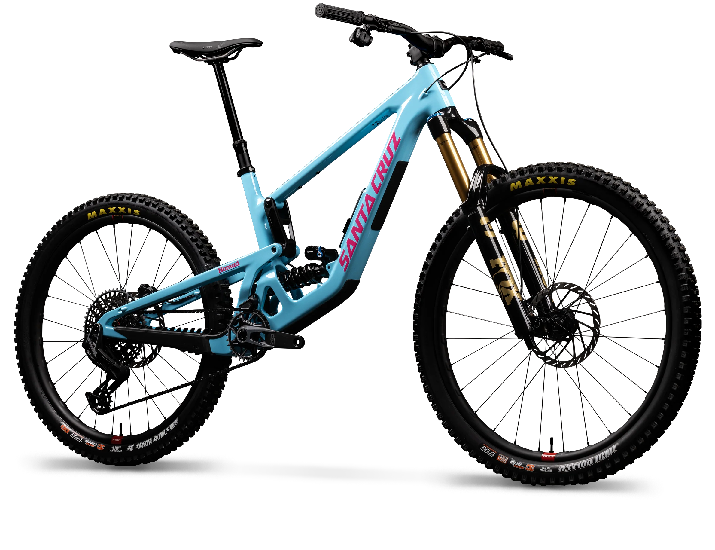 Santa Cruz Nomad 7, enduro mountain bike in Gloss Aqua Magenta
