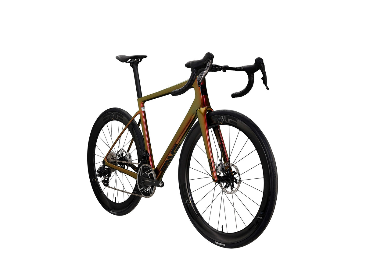 ENVE Melee road bike in Poison Apple, front three quarter