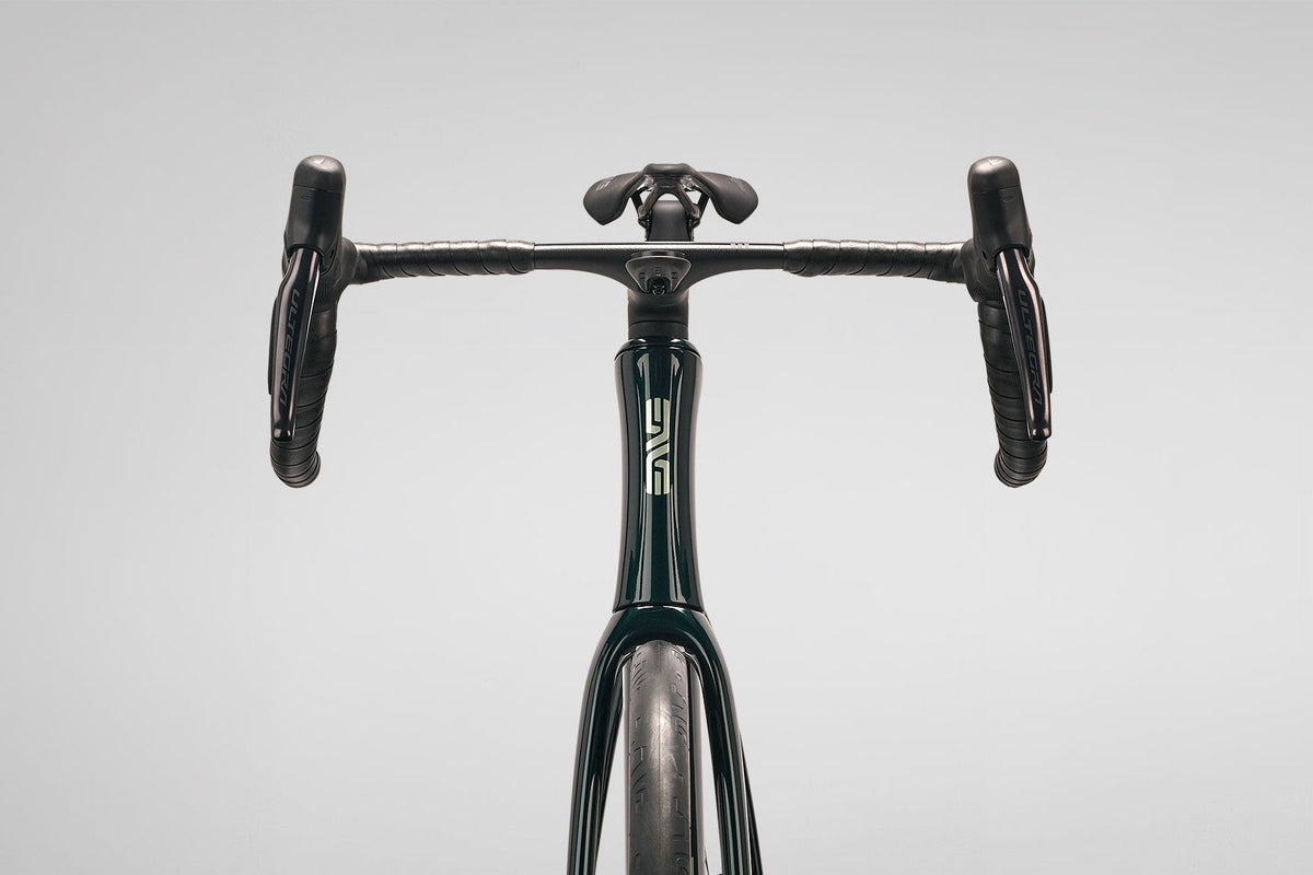ENVE Fray all-road bike in green, front end detail