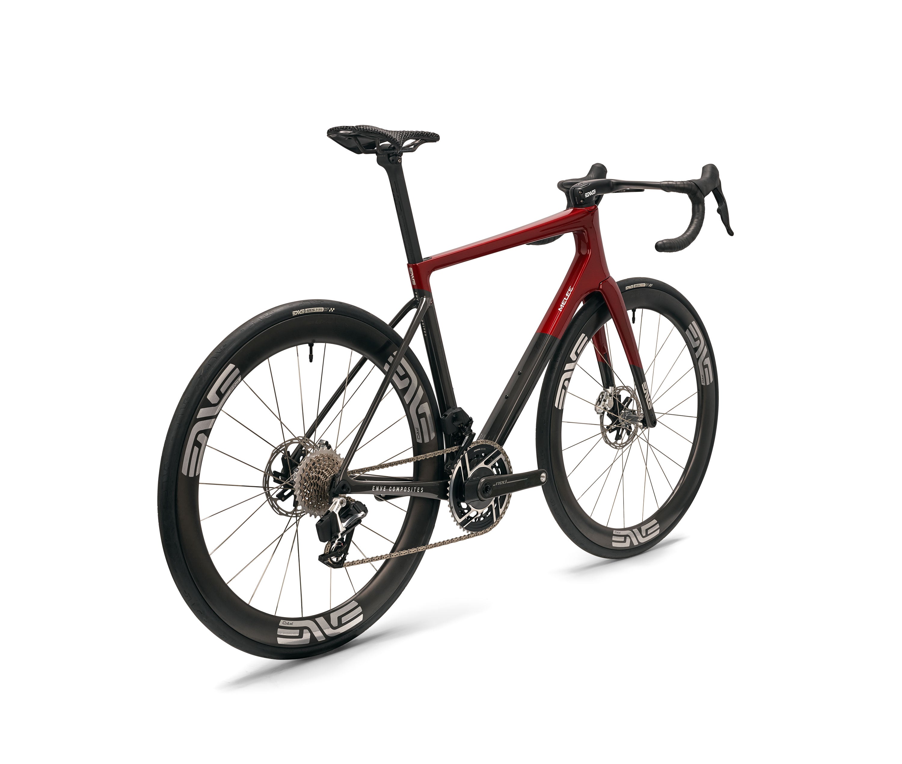ENVE Melee road bike in Iconic Red, rear three quarter