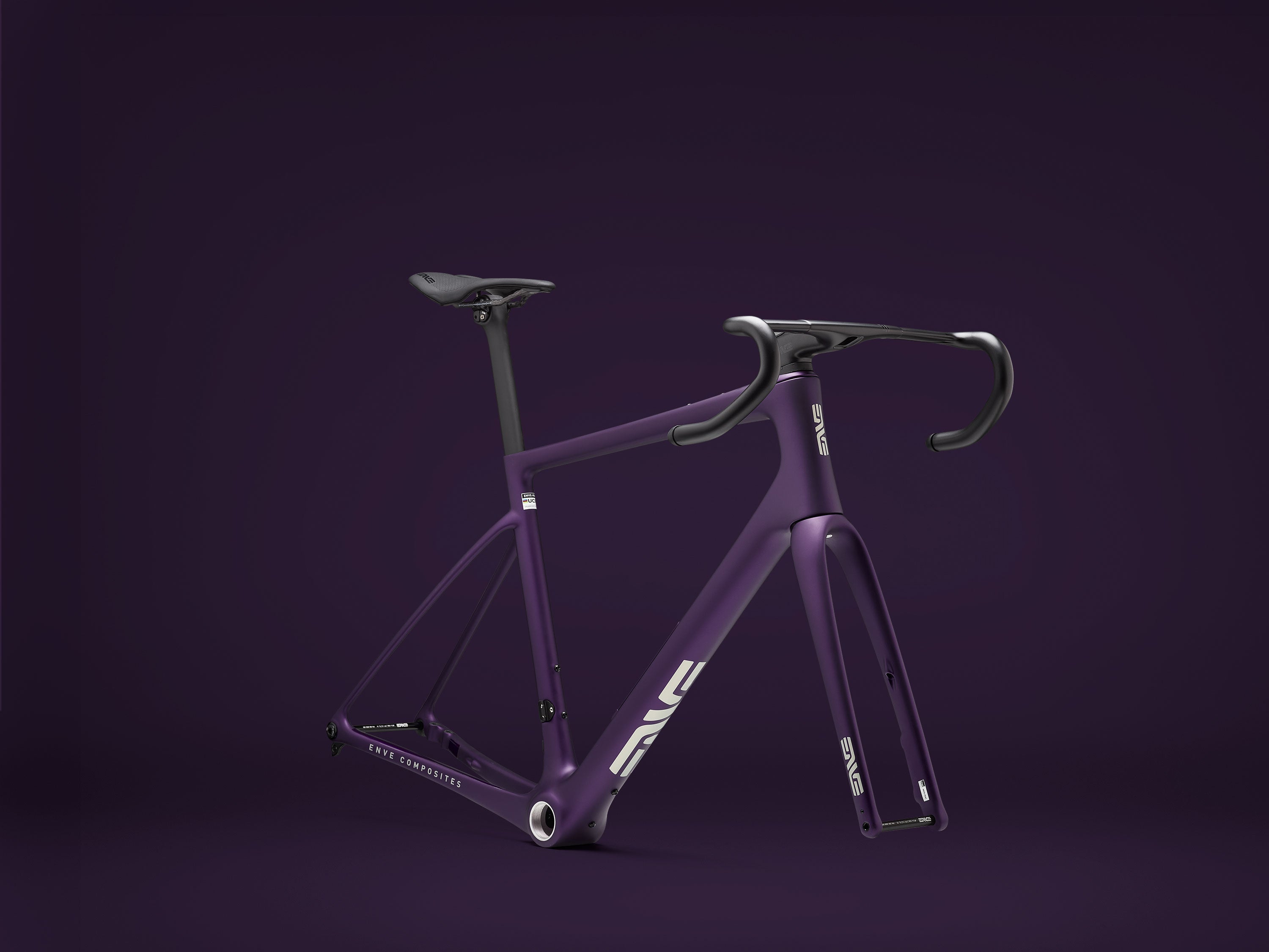 ENVE Fray all-road bike in purple, front three quarter