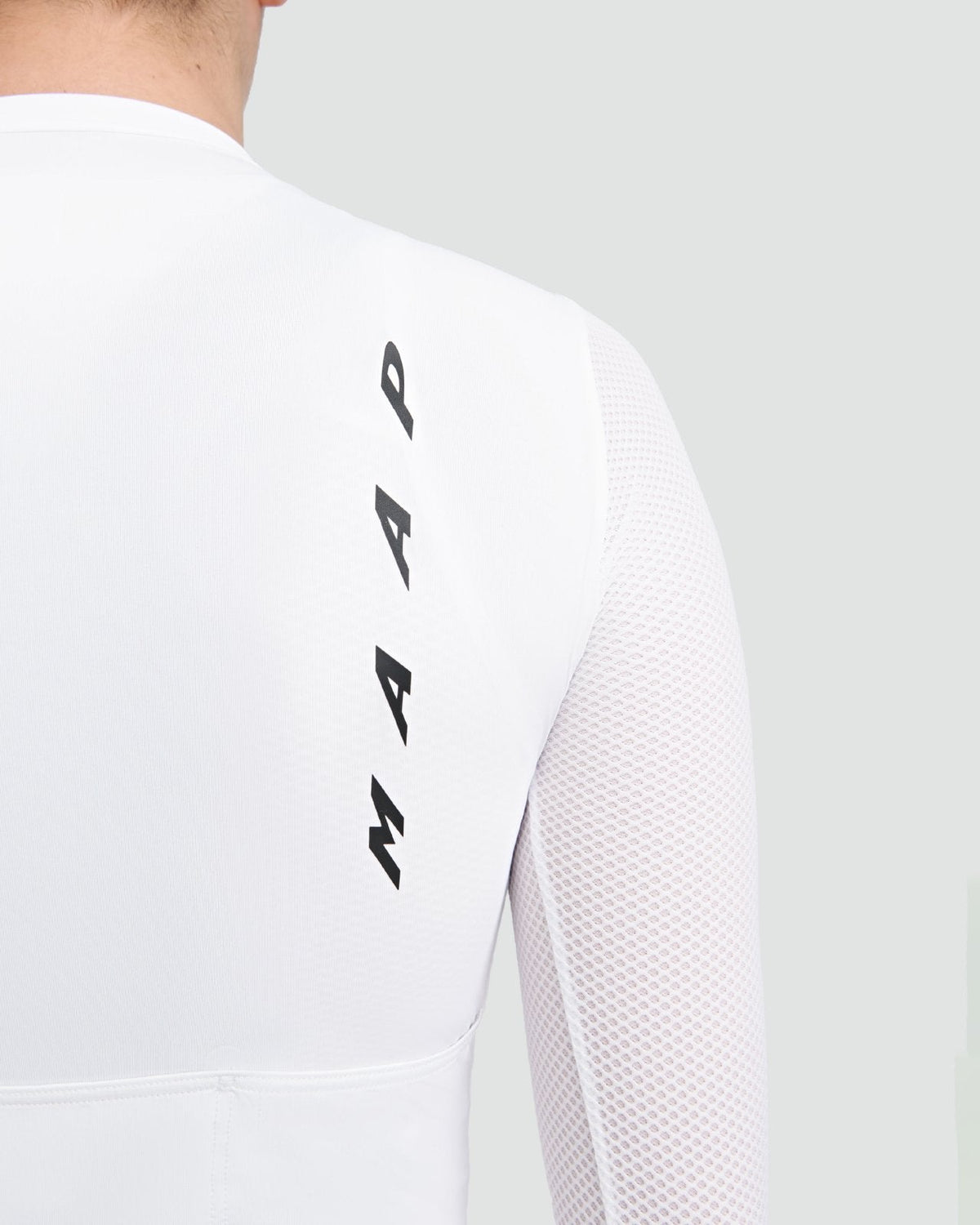MAAP Evade Pro Base LS Jersey in White, jersey back with rear pockets