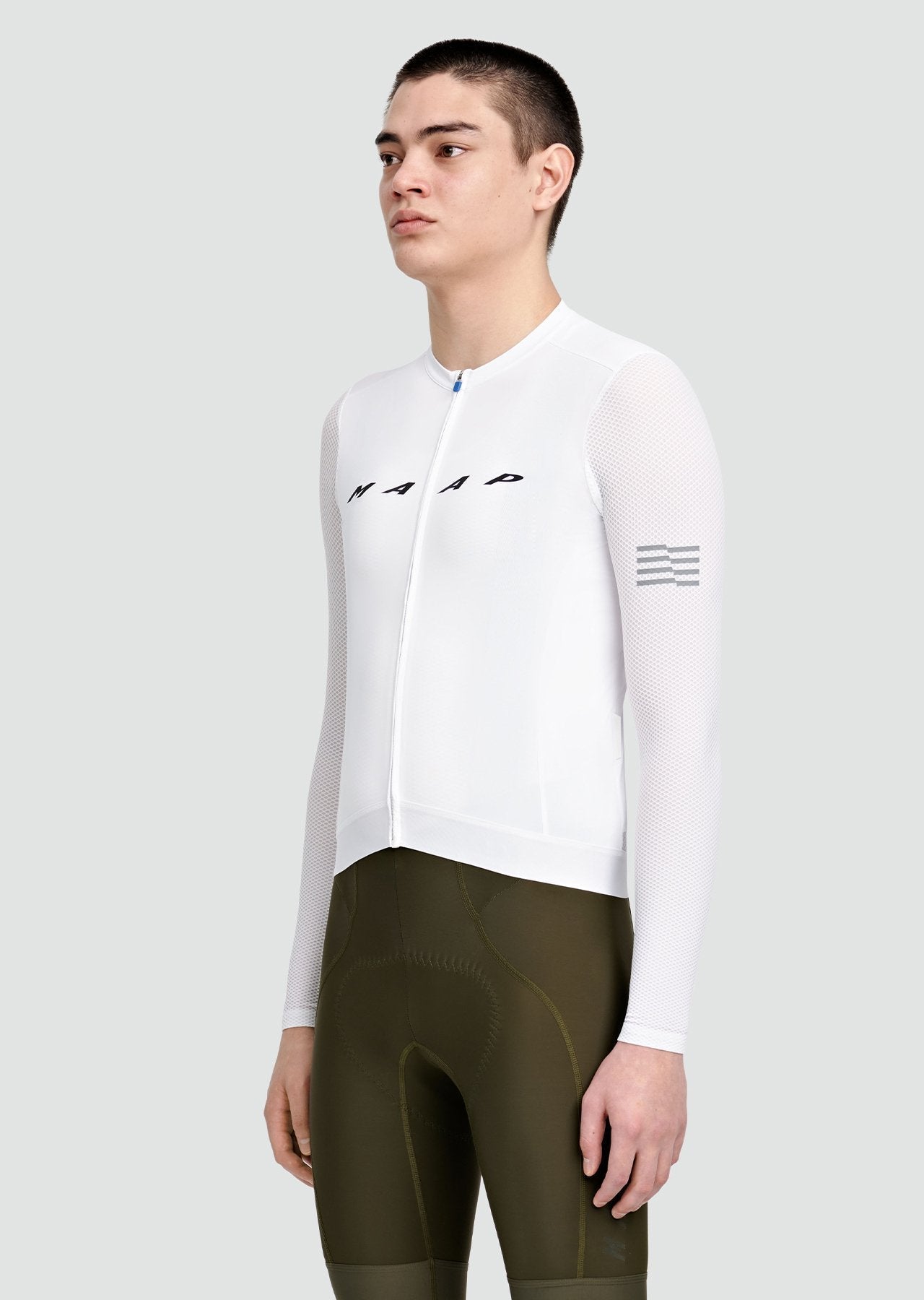 MAAP Evade Pro Base LS Jersey in White, long sleeve cycling jersey