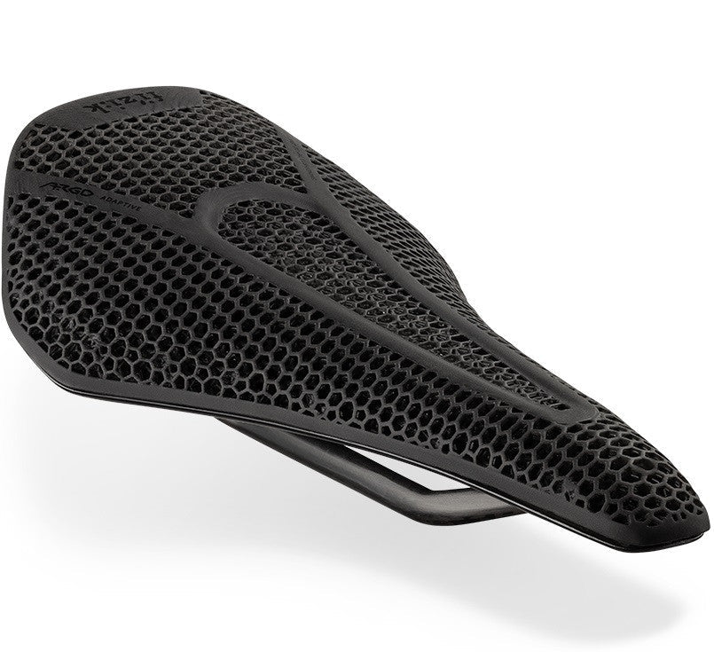 fizik Vento Argo R3 Adaptive, short-nose road saddle showing 3D-printed lattice padding