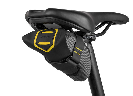 Apidura expedition tool bag attached underneath the bike seat